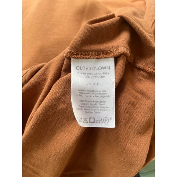 Outerknown Light Brown Organic Pima Cotton T Shirt with Pocket Men's Size Large - Picture 5 of 5